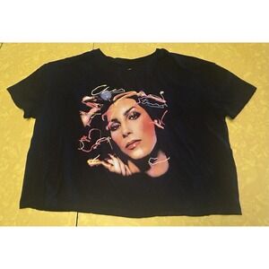 Cher Women's Black Crop Top T-Shirt Size Small Short Sleeve